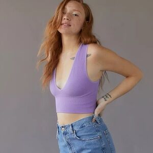 Urban Outfitters Out From Under Hailey Seamless Plunge Cropped Tank To